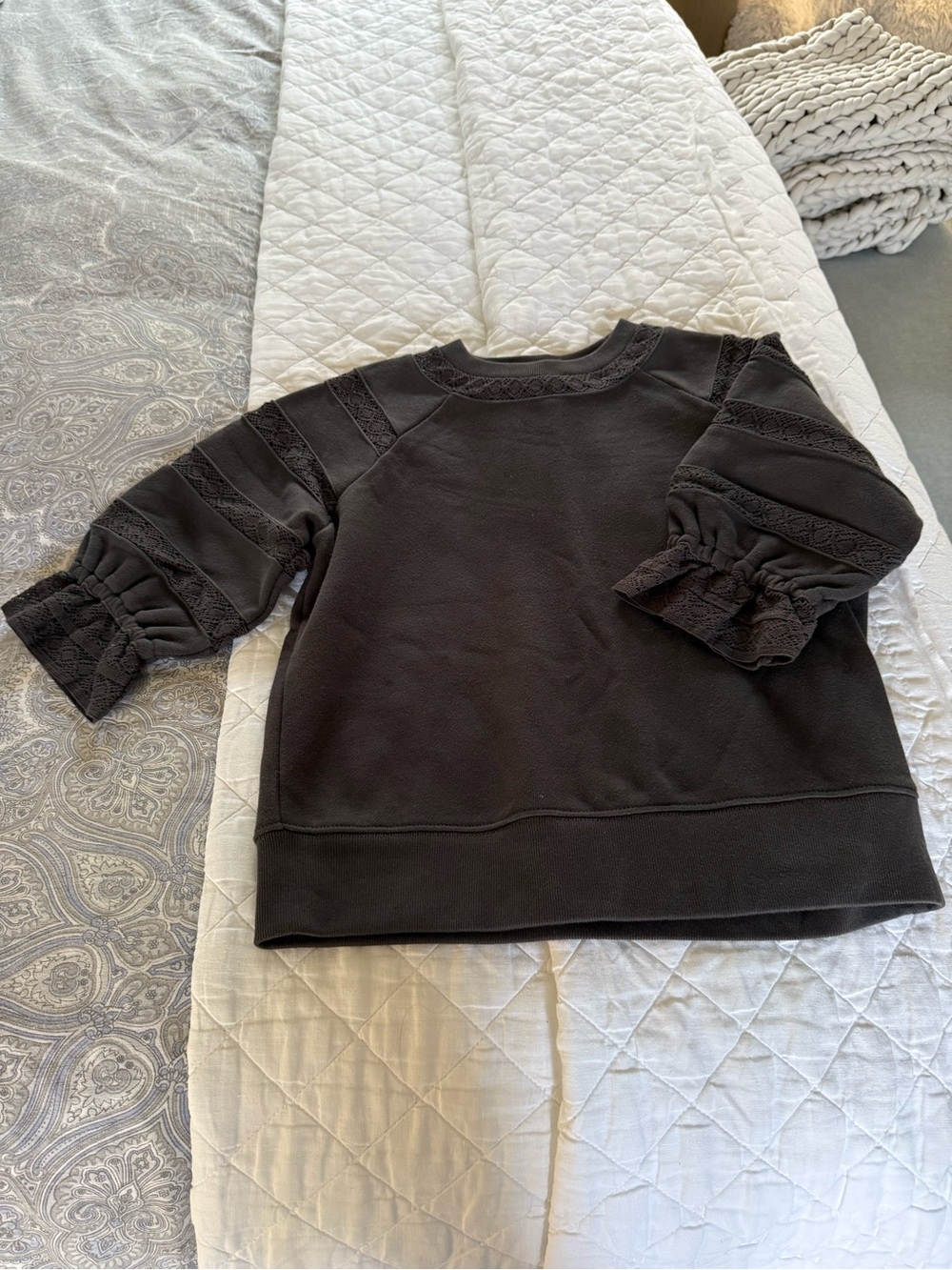 Rails Off- Black Eyelet-Trim Sweatshirt